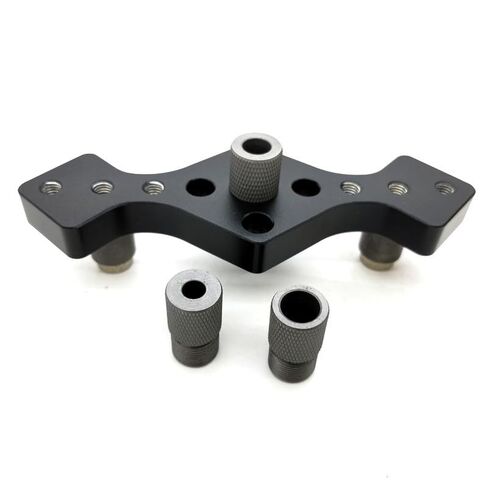 Vertical Pocket Hole Jig Kit – 3-Hole Self-Centering Drill Guide (6/8/10mm) Aluminum Alloy Woodworking Dowel Drilling Locator for Precision Positioning (Black) in Saudi Arabia