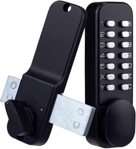 Mechanical keyless Entry Door Lock Stainless Steel Mechanical Keyless Entry Door Lock with Keypad Door Handle Keypad Deadbolt Lock with Handle (Color : Silver) in Kuwait