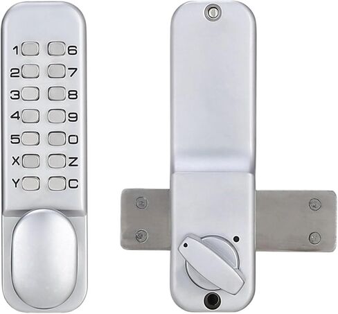 Mechanical keyless Entry Door Lock Stainless Steel Mechanical Keyless Entry Door Lock with Keypad Door Handle Keypad Deadbolt Lock with Handle (Color : Silver) in Saudi Arabia
