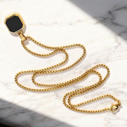 18k Gold Plated Necklace Black Acrylic Pendant Necklace for Men Women Stainless Steel Necklace Square Pendant in Saudi Arabia