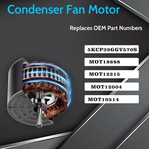 محرك مروحة مكثف 5KCP39GGV570S، 1/8 حصان 208/230 فولت 825 دورة في الدقيقة، استبدال #. MOT18688 MOT12215 MOT12004 MOT10514 5KCP39BGV440BS 5KCP39KFUA99S 5KCP39GFAB23S in Kuwait