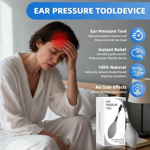 Ear Pressure Relief Suction Device, Airplane Ear Pressure Relief Through Inner Ear Pressure Balance, Migraine and Headache Relief Tinnitus Products with 3 Sizes (Grey, One Size) in Saudi Arabia
