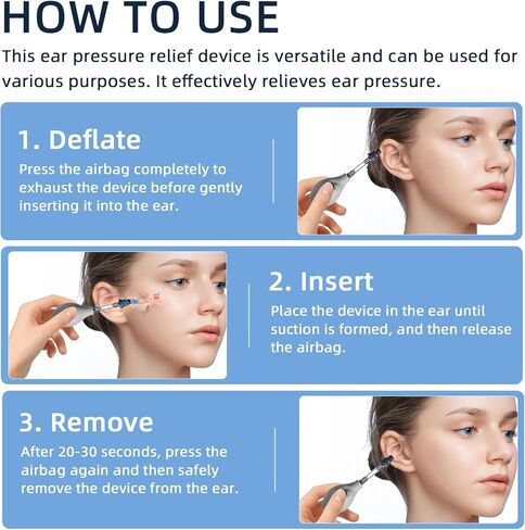 Ear Pressure Relief Suction Device, Airplane Ear Pressure Relief Through Inner Ear Pressure Balance, Migraine and Headache Relief Tinnitus Products with 3 Sizes (Grey, One Size) in Saudi Arabia