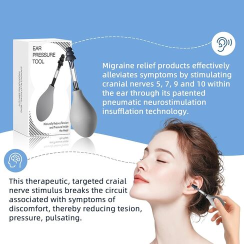 Ear Pressure Relief Suction Device, Airplane Ear Pressure Relief Through Inner Ear Pressure Balance, Migraine and Headache Relief Tinnitus Products with 3 Sizes (Grey, One Size) in Saudi Arabia