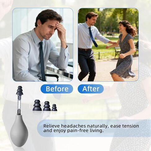 Ear Pressure Relief Suction Device, Airplane Ear Pressure Relief Through Inner Ear Pressure Balance, Migraine and Headache Relief Tinnitus Products with 3 Sizes (Grey, One Size) in Saudi Arabia