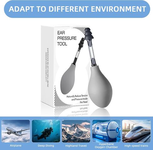Ear Pressure Relief Suction Device, Airplane Ear Pressure Relief Through Inner Ear Pressure Balance, Migraine and Headache Relief Tinnitus Products with 3 Sizes (Grey, One Size) in Saudi Arabia