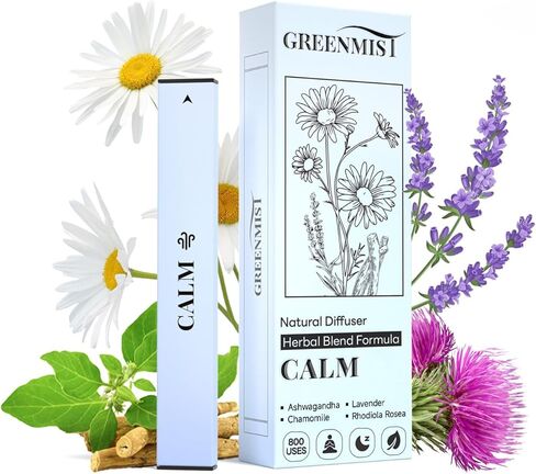 GREENMIST Ashwagandha Diffuser Pen - Herbal Calm Diffuser for Breathing in Calm & Relaxation - Calming Blend with Ashwagandha Chamomile Lavender & Rhodiola Rosea - 800 Uses All-Natural Botanicals in Saudi Arabia