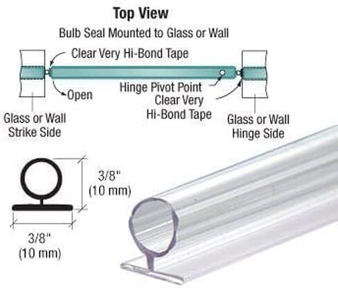 Gordon Glass® Large Translucent Shower Door Vinyl Bulb Seal - 77 in Long in Kuwait