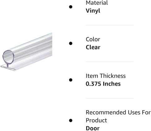 Gordon Glass® Large Translucent Shower Door Vinyl Bulb Seal - 77 in Long in Kuwait