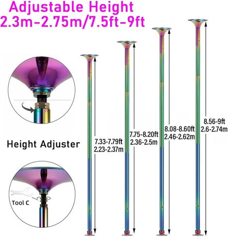 Dance Pole, Rotating Dance Pole, Professional Fitness Dance Pole, Detachable Dance Pole for Clubs, Parties (2.74M) in Kuwait
