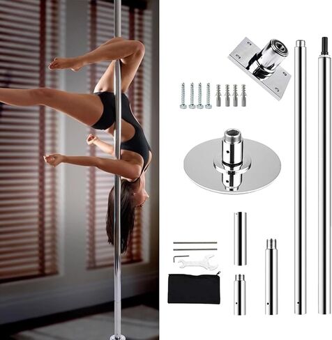 Dance Pole Spinning Dance Pole Professional Stripper Dance Pole, Adjustable Home Fitness Pole with Fixed Plate Enhanced Safety (2.3M) in Kuwait