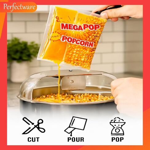 Perfectware All in One Popcorn Portion Packets with Kernels, Salt, and Coconut Oil for Popping Machine, 4 oz, 12 Count in Kuwait