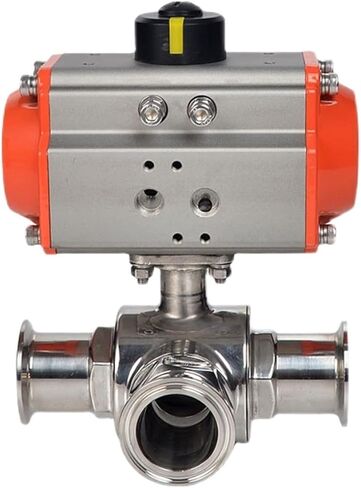 51mm 3 طريقة 304 الفولاذ المقاوم للصدأ ثلاثي المشبك الطويق نوع صمام الكرة الهوائية مع اسطوانة مزدوجة التمثيل in Kuwait