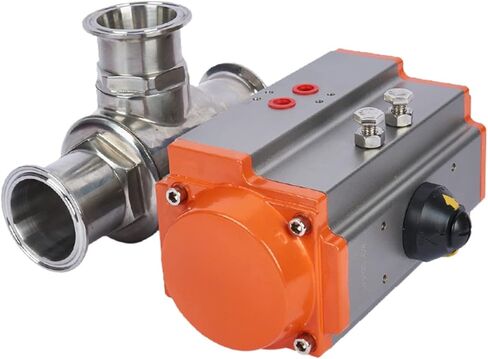 51mm 3 طريقة 304 الفولاذ المقاوم للصدأ ثلاثي المشبك الطويق نوع صمام الكرة الهوائية مع اسطوانة مزدوجة التمثيل in Kuwait