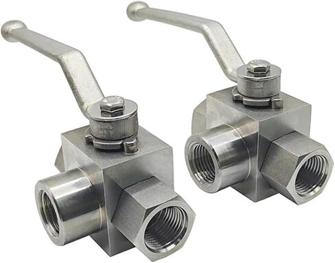 صمام كروي ثلاثي الاتجاه من الفولاذ المقاوم للصدأ عالي الضغط على شكل حرف L لولبة داخلية 1/4 بوصة 3/8 بوصة 1/2 بوصة 3/4 بوصة 1 بوصة صمام مياه بمفتاح هيدروليكي(1) in Kuwait