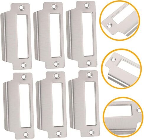6 قطع من jojofuny لوحة من الفولاذ المقاوم للصدأ Deadbolt Strike Plate غطاء متين لتعزيز الأمان لتعزيز الأمان وسهولة التركيب المتوافقة مع أقفال الأبواب in Saudi Arabia
