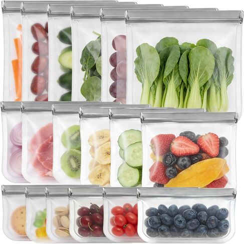20Pack Extra Thick Silicone Gallon Freezer Bags, Reusable Sandwich & Storage Bags - Eco-Friendly Reusable Lock Bags, Freezer Storage Bags, Safe for Cooking, Dishwasher & Organization in Saudi Arabia