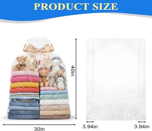 Fasmov 30 Pack 30 x 40 inch 1.4 Mil Clear Plastic Flat Open Poly Bags, Clothing Merchandise Bags Great for Bread Proofing, Dough, Food Storage, Jackets, Pillows, Laundry Storage, Gift Bag in Saudi Arabia