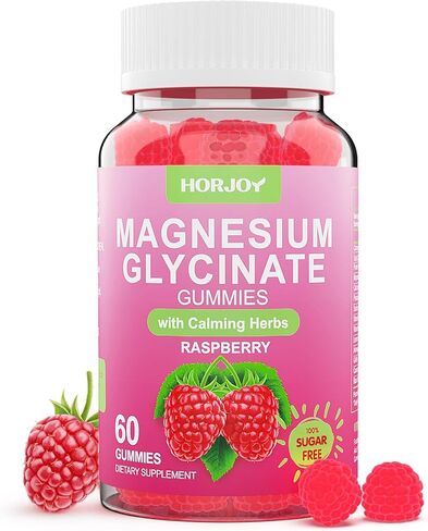 علكات جليسينات المغنيسيوم 600 مجم، علكات مغنيسيوم خالية من السكر للبالغين مع اشواغاندا، بلسم الليمون والغابا للنوم ودعم المزاج والاسترخاء، نباتي، 60 توت in Kuwait