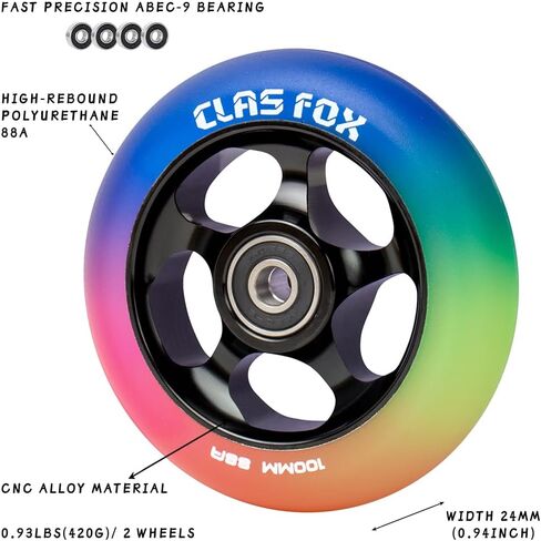 عجلات سكوتر Pro مقاس 100 مم من البولي يوريثان تتوهج في الظلام - مشرقة ومتينة، تجعل رحلتك محط الأضواء ليلاً in Kuwait