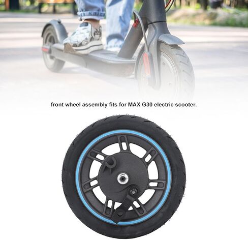Front Wheel Assembly for MAX G30D Electric Scooter, Rubber Scooter Tire Explosion Proof Electric Scooter Front Wheel Assembly Vacuum Tire, Good Shock Absorption in Saudi Arabia