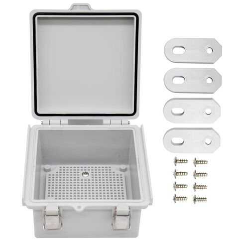 صندوق توصيل كهربائي مقاوم للماء مع لوحة تثبيت، غطاء مفصلي شفاف مزلاج من الفولاذ المقاوم للصدأ، غلاف بلاستيكي لدعامة حائط المشروع، IP67 13.8*9.8*5.9 بوصة (350×250×150 مم) in Kuwait