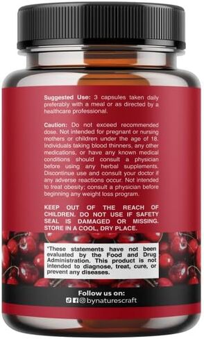 Natures Craft Extra Strength Tart Cherry Capsules - Tart Cherry Extract Capsules for Uric Acid Cleanse for Kidney Support - Fruit Extract Supplement for Urinary Tract Health & Joint Support - 240 Ct in Saudi Arabia