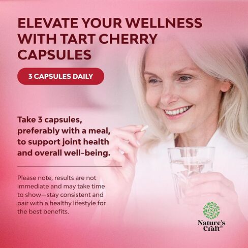 Natures Craft Extra Strength Tart Cherry Capsules - Tart Cherry Extract Capsules for Uric Acid Cleanse for Kidney Support - Fruit Extract Supplement for Urinary Tract Health & Joint Support - 240 Ct in Saudi Arabia