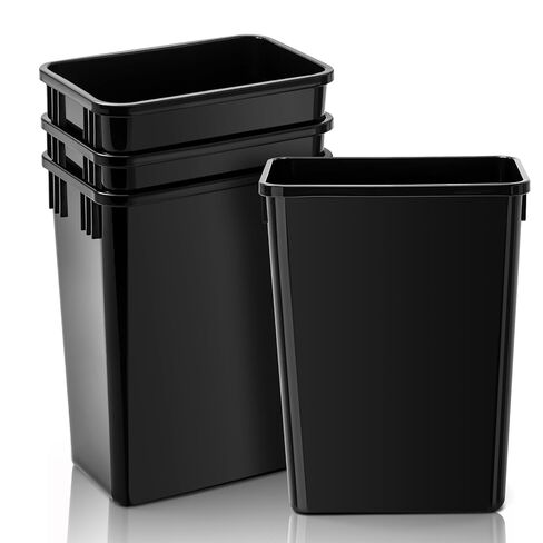 Gisafai 4 Pack 35 Quart Plastic Trash Can, Under Canbinet Waste Bin, 9 Gallons Slim Trash Bin for Kitchen Bathroom Office Under Sink Pull Out Cabinet, Black in Saudi Arabia