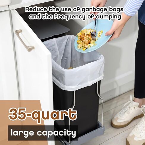Gisafai 4 Pack 35 Quart Plastic Trash Can, Under Canbinet Waste Bin, 9 Gallons Slim Trash Bin for Kitchen Bathroom Office Under Sink Pull Out Cabinet, Black in Saudi Arabia