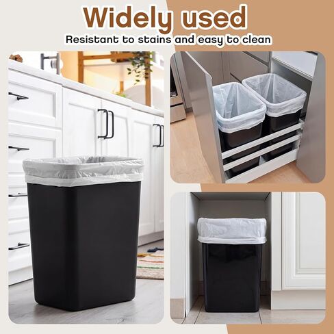 Gisafai 4 Pack 35 Quart Plastic Trash Can, Under Canbinet Waste Bin, 9 Gallons Slim Trash Bin for Kitchen Bathroom Office Under Sink Pull Out Cabinet, Black in Saudi Arabia