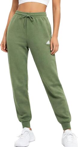 adidas Women's Tapered Fleece Pant, Focus Olive/White in Saudi Arabia