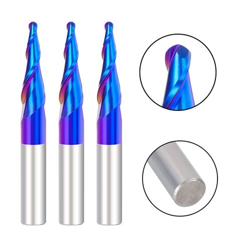 4pcs Solid Tungsten Carbide Tapered End Mill R0.25 .5 .75 R1.0 Ball Nose 2 Flutes CNC Carving Engraving Tool Machine Router Bit in Kuwait