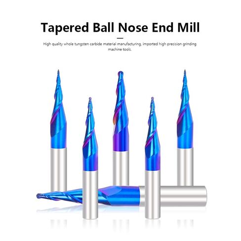 4pcs Solid Tungsten Carbide Tapered End Mill R0.25 .5 .75 R1.0 Ball Nose 2 Flutes CNC Carving Engraving Tool Machine Router Bit in Kuwait