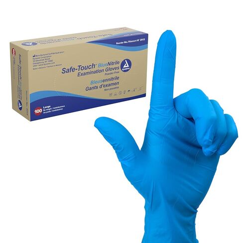 قفازات Dynarex 2511 Safetouch Nitrile Exam، أزرق، صغير (عبوة من 10 قطع) in Kuwait