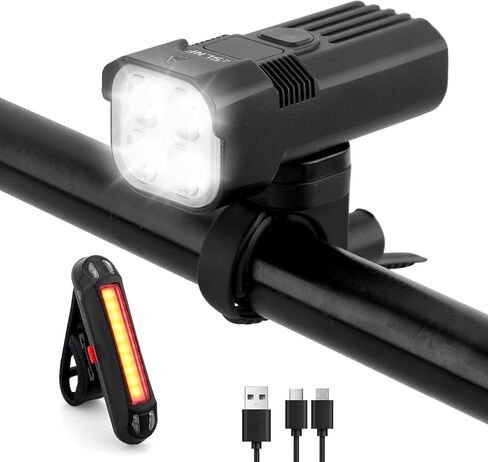 Bike Light for Night Riding,2000 Lumens Bicycle Front Headlight and Back Taillight with 6+5 Modes,3000mAh USB-C Rechargeable Waterproof LED Bright Bike Headlights for Cyclists and Commuters in Kuwait