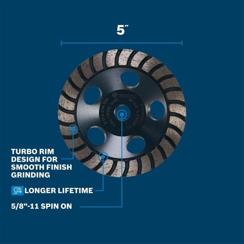 BOSCH DCDR0501 5 in. Double Row Segmented Diamond Cup Wheel | Longer Life, Effective Grinding | Concrete, Mortar | Small Angle Grinders in Saudi Arabia
