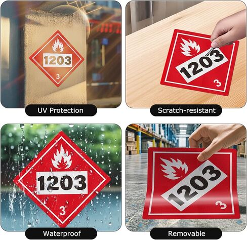 10 Pack 1203 Placard 10.75 × 10.75 Inches Hazard Class 3 Flammable Liquids Stickers Waterproof Vinyl Self Adhesive Removable Signs for Shipping Transportation Storage in Saudi Arabia