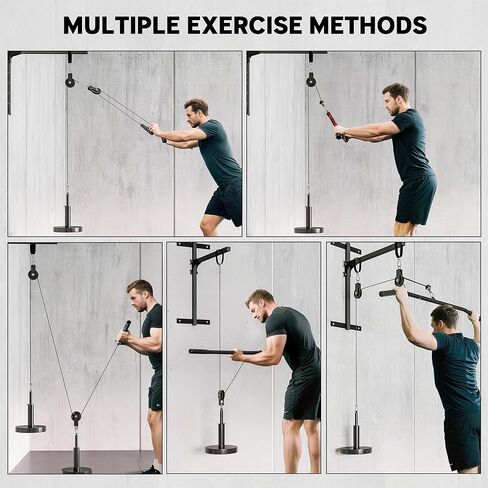 Soozier Weight Cable Pulley System Gym, Pulley System for Home Gym, Cable Machine Power Rack Pulley Attachment for LAT Pull Down, Biceps Curl, Tricep Workout, Red in Saudi Arabia