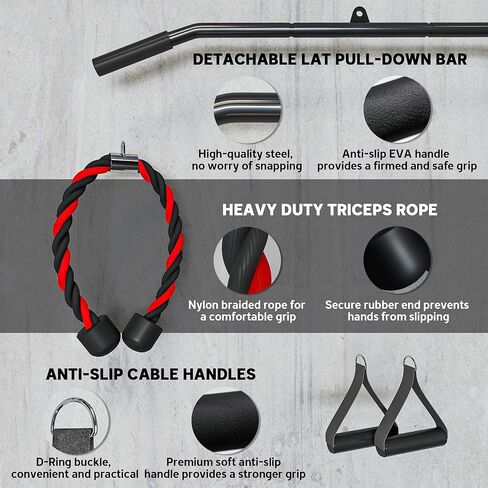 Soozier Weight Cable Pulley System Gym, Pulley System for Home Gym, Cable Machine Power Rack Pulley Attachment for LAT Pull Down, Biceps Curl, Tricep Workout, Red in Saudi Arabia