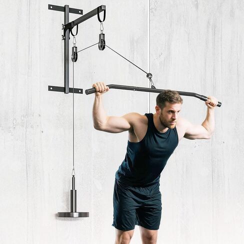 Soozier Weight Cable Pulley System Gym, Pulley System for Home Gym, Cable Machine Power Rack Pulley Attachment for LAT Pull Down, Biceps Curl, Tricep Workout, Red in Saudi Arabia