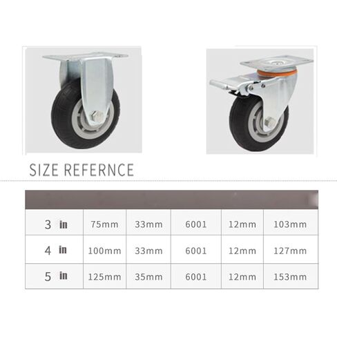 Casters Wheels with Safety Dual Locking, Set of 4, Heavy Duty, Max Load 2000LBS, for Cart, Furniture, Workbench (Black, 10cm/4", 2Pcs Fixed +2Pcs Locking Swivel) in Saudi Arabia