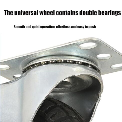 Casters Wheels with Safety Dual Locking, Set of 4, Heavy Duty, Max Load 2000LBS, for Cart, Furniture, Workbench (Black, 10cm/4", 2Pcs Fixed +2Pcs Locking Swivel) in Saudi Arabia