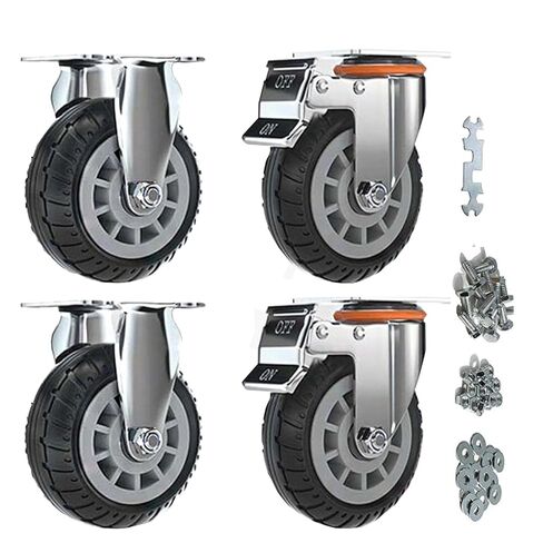 Casters Wheels with Safety Dual Locking, Set of 4, Heavy Duty, Max Load 2000LBS, for Cart, Furniture, Workbench (Black, 10cm/4", 2Pcs Fixed +2Pcs Locking Swivel) in Saudi Arabia