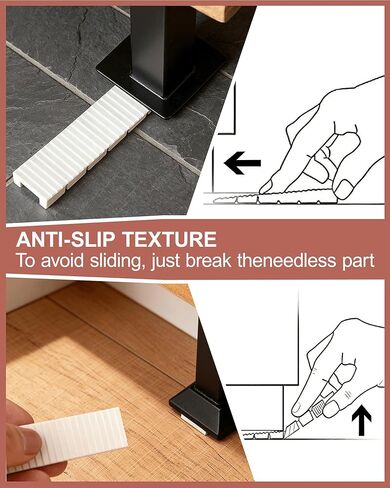 12 قطعة من حشوات بلاستيكية شديدة التحمل للتسوية - أوتاد أثاث مشقوقة للمرحاض والنوافذ والأبواب، مستويات طاولة قابلة للتكديس مع نسيج مضاد للانزلاق، حجم سهل التركيب، أبيض in Kuwait