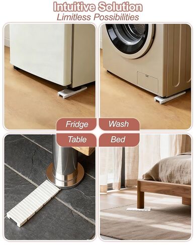 12 قطعة من حشوات بلاستيكية شديدة التحمل للتسوية - أوتاد أثاث مشقوقة للمرحاض والنوافذ والأبواب، مستويات طاولة قابلة للتكديس مع نسيج مضاد للانزلاق، حجم سهل التركيب، أبيض in Kuwait