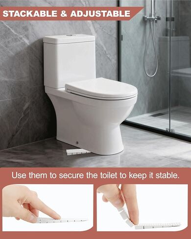 12 قطعة من حشوات بلاستيكية شديدة التحمل للتسوية - أوتاد أثاث مشقوقة للمرحاض والنوافذ والأبواب، مستويات طاولة قابلة للتكديس مع نسيج مضاد للانزلاق، حجم سهل التركيب، أبيض in Kuwait