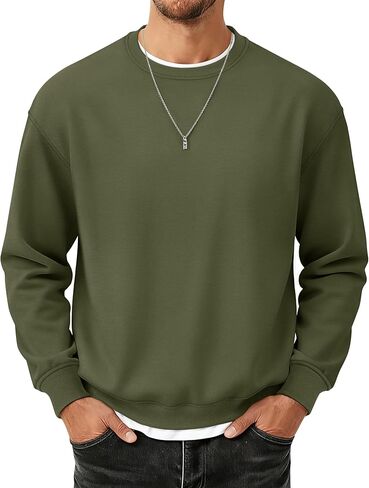 MAGCOMSEN Mens Sweatshirt Fleece Lined Long Sleeve Cotton Crewneck Pullover Winter Warm Casual Thermal Basic Tops in Saudi Arabia