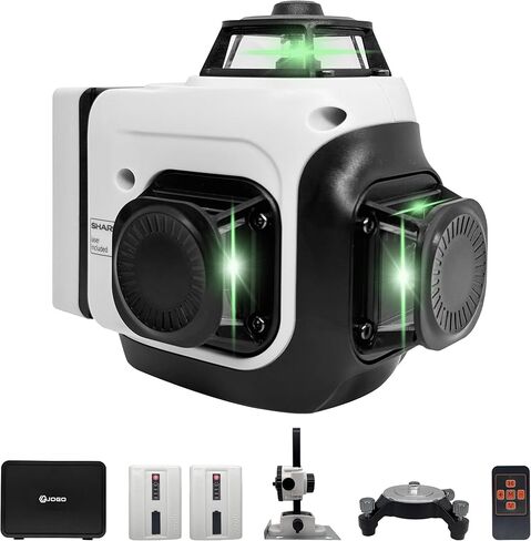 Laser Level 360 Self Leveling, 3x360° 3D High Brightness Green Laser Level, Lazer Leveler Tool for Picture Hanging, 2*6000mAh Type-C Rechargeable Batteries, Magnetic Stand & Hard Case Included in Saudi Arabia