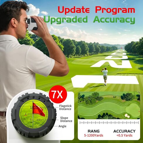 Golf Range Finder with Slope Switch, 1200 Yards, 328 Yards Flag Pole Locking, 7X Magnification High Precision Golf Rangefinder for Men, Fast Focus Golf Distance Finder for Golfers Gifts in Saudi Arabia